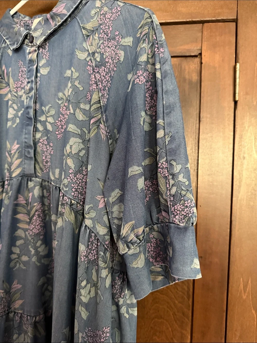 NATURAL LIFE Blue Floral Tiered Dress with Pink & Green Accents - Picture 5 of 7
